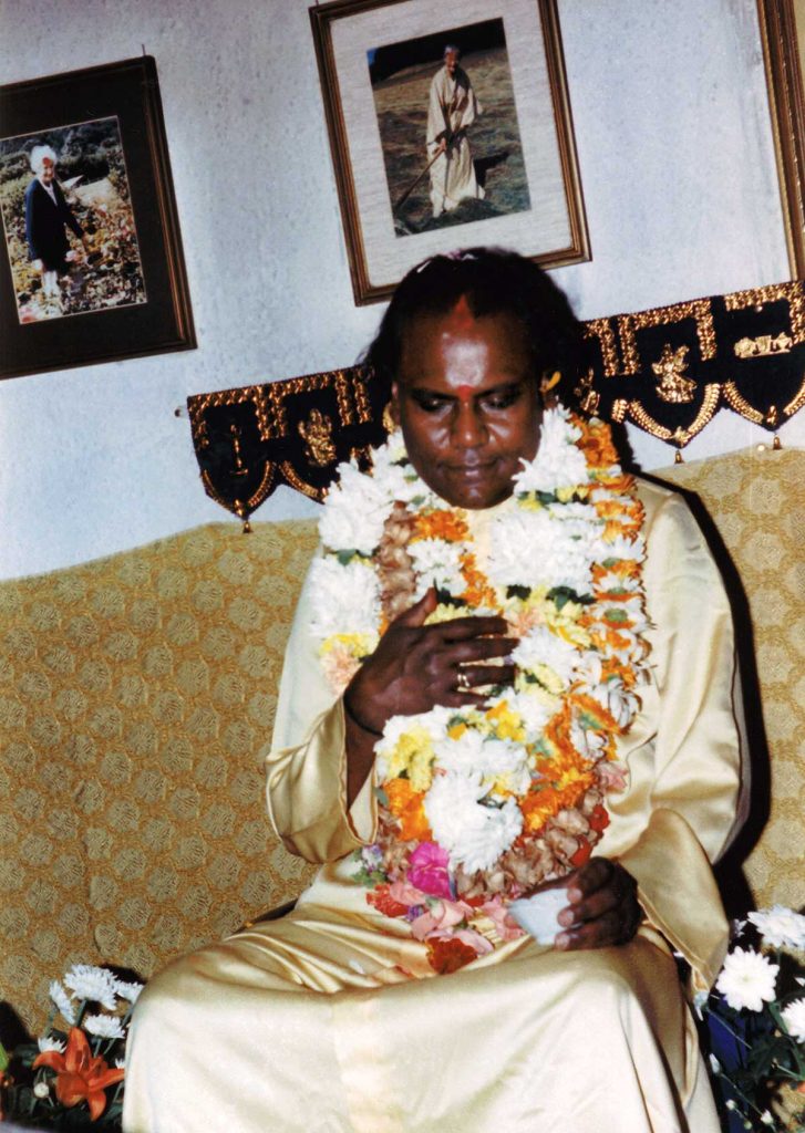 Guru giving darshan at Guru Purnima festival, one week after a near fatal heart attack.