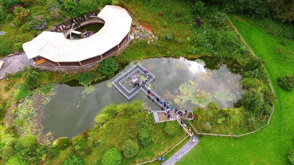 An outdoor lake temple at Skanda Vale dedicated to Sri Ranganatha