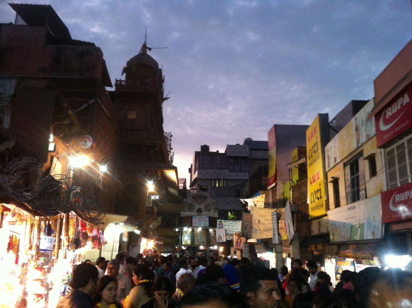 The street outside Banke Bihari Temple in Vrindavan