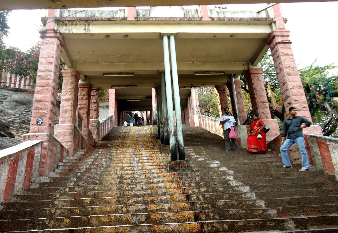 A steep flight of steps up Palani hill to the temple