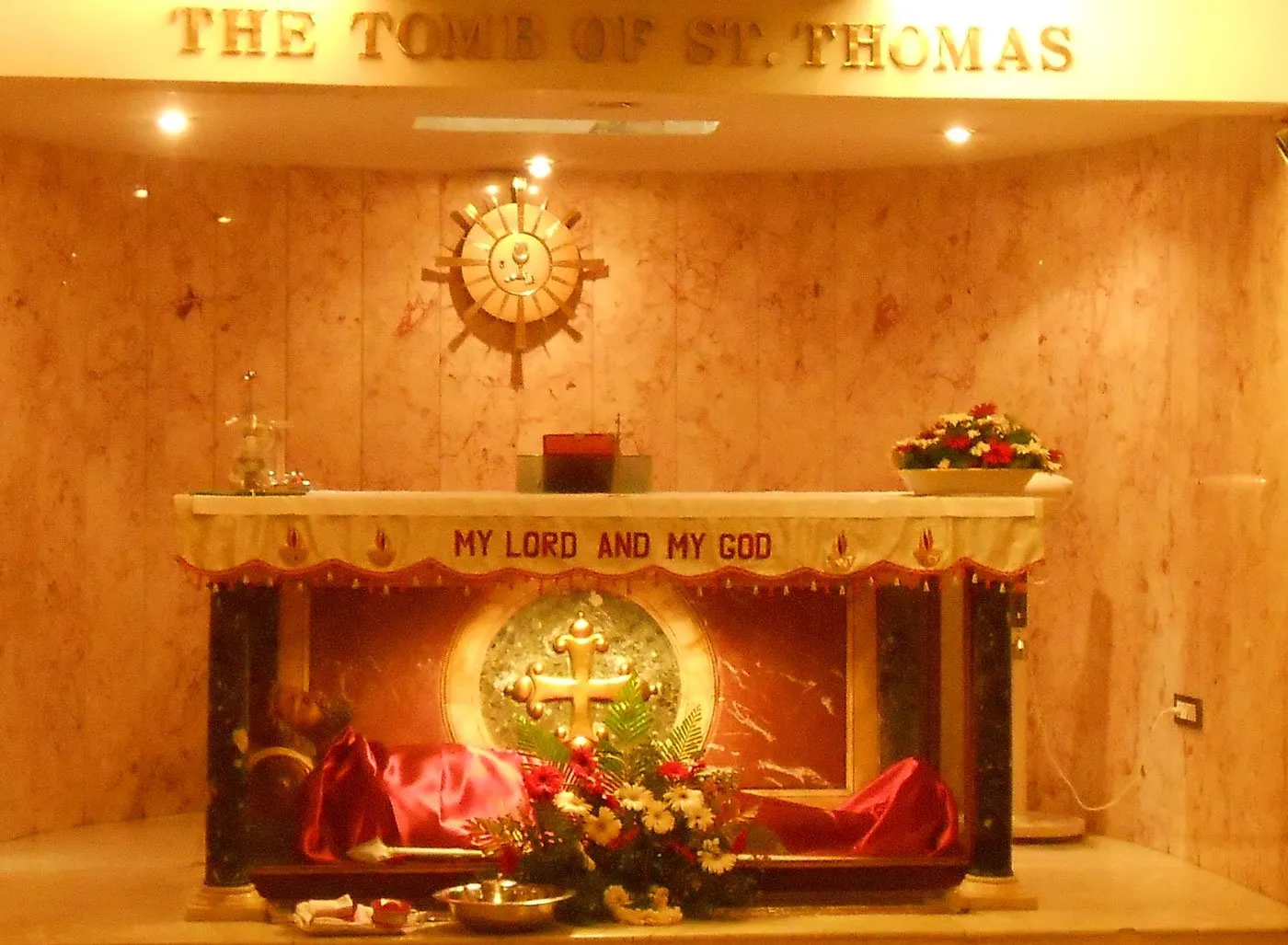 The tomb of St Thomas at Santhome, Chennai