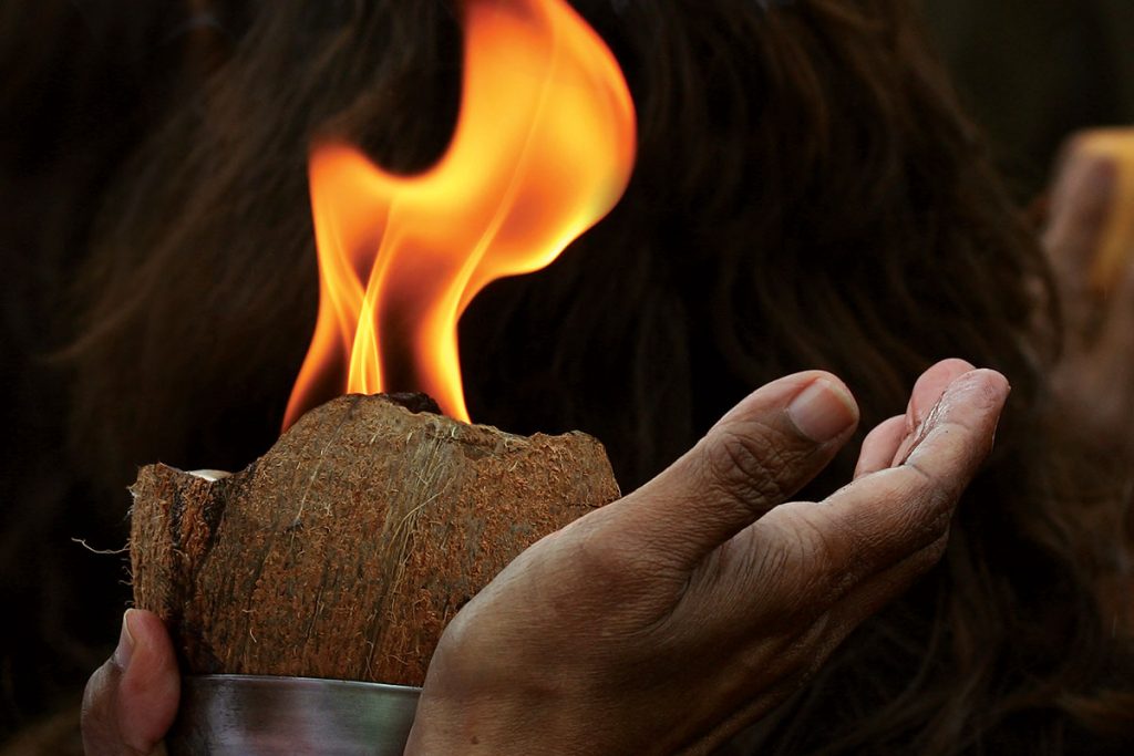 Coconut aarthi offered in prayer