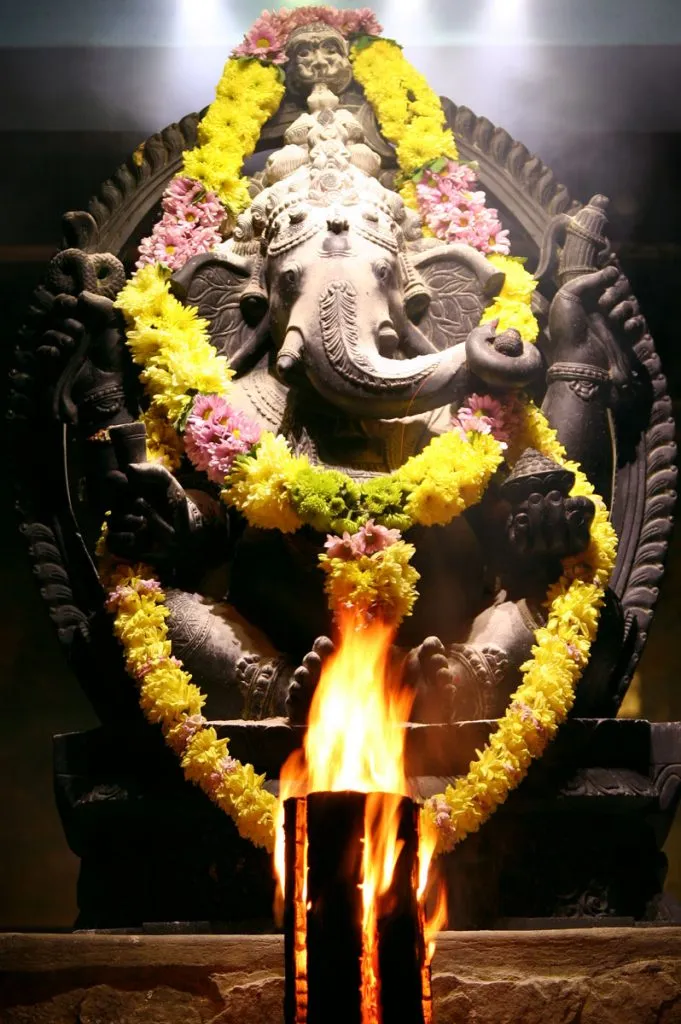 A sacred temple murti of Lord Ganesh at Skanda Vale