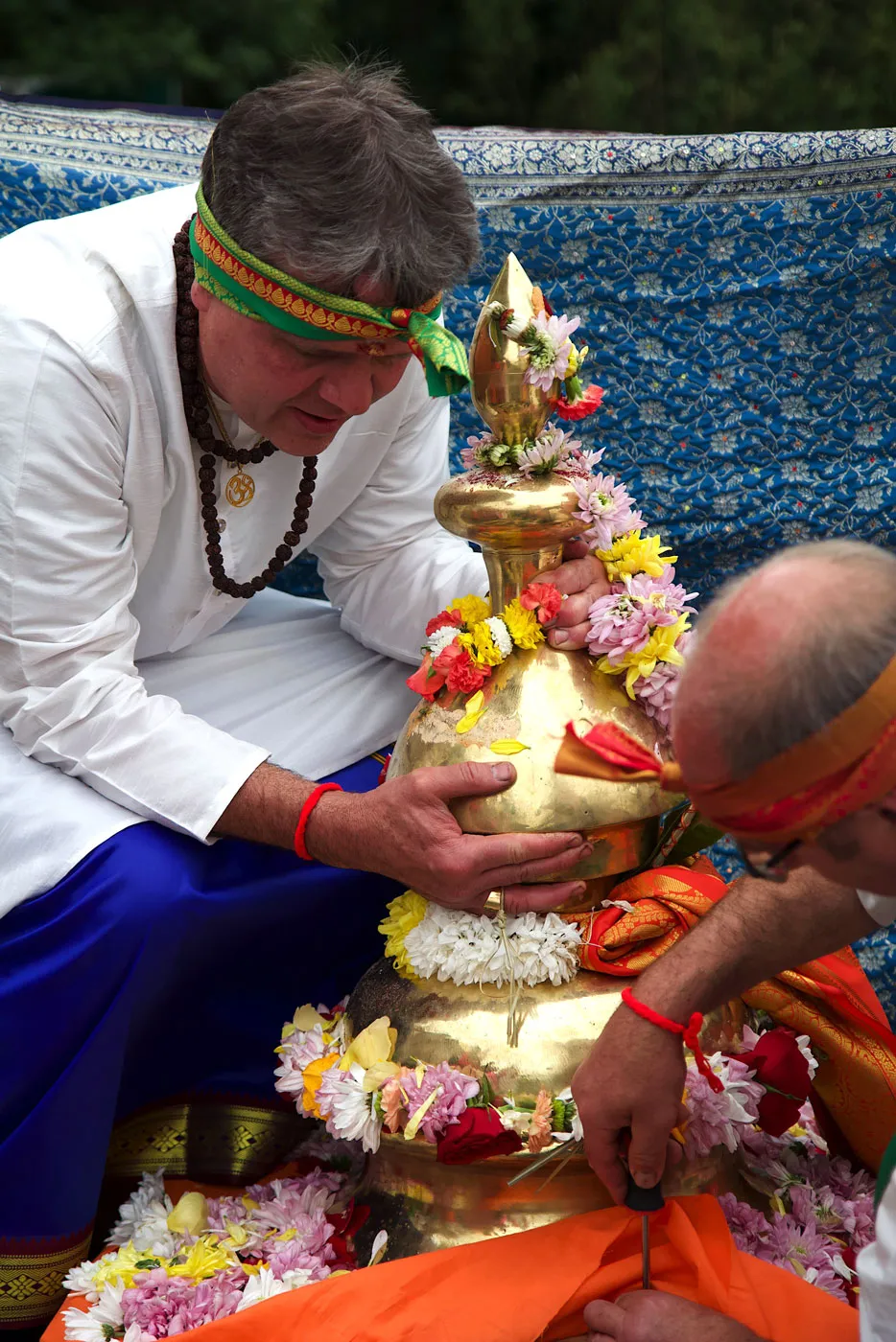 Flower garlands for the temple dome