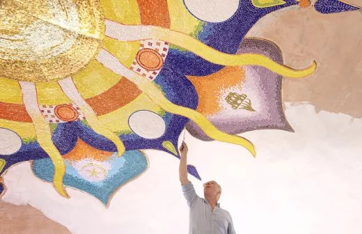 A beautiful ceiling mosaic in a Shirdi Sai Temple